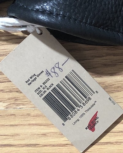Red Wing schwarze Hirschleder Buckskin Lederhandschuhe Herren Größe XL Thinsulate Neu mit Etikett - Bild 8 von 8