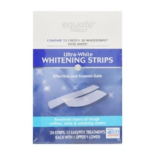 Equate Ultra-White Teeth Whitening Strips, 12 Treatments..