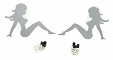 Sitting Nude Cutouts Stud Mount Right & Left 3-5/8" Wide Chrome GG#90031-41 Set