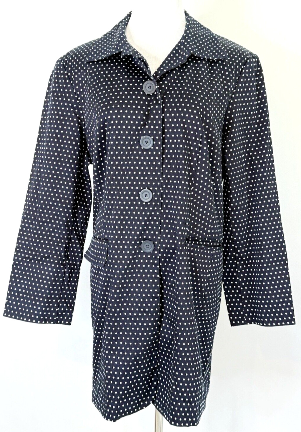Norton & Co Womans Size 16W Jacket Vintage Polka Dot Black Midi Pockets Classic