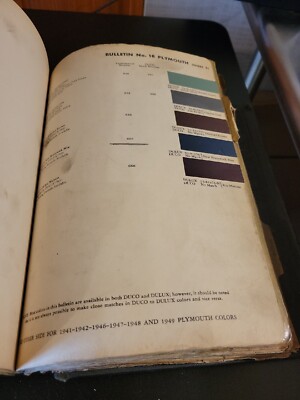 1950 DUPONT DUCO DULUX PLYMOUTH COLORS PAINT CHIP SWATCH SHEET BULLETIN NO 18