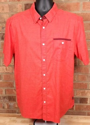Mountain Hardwear Button Down Shirt Mens Sz Large Hemp Cotton Salmon Pink