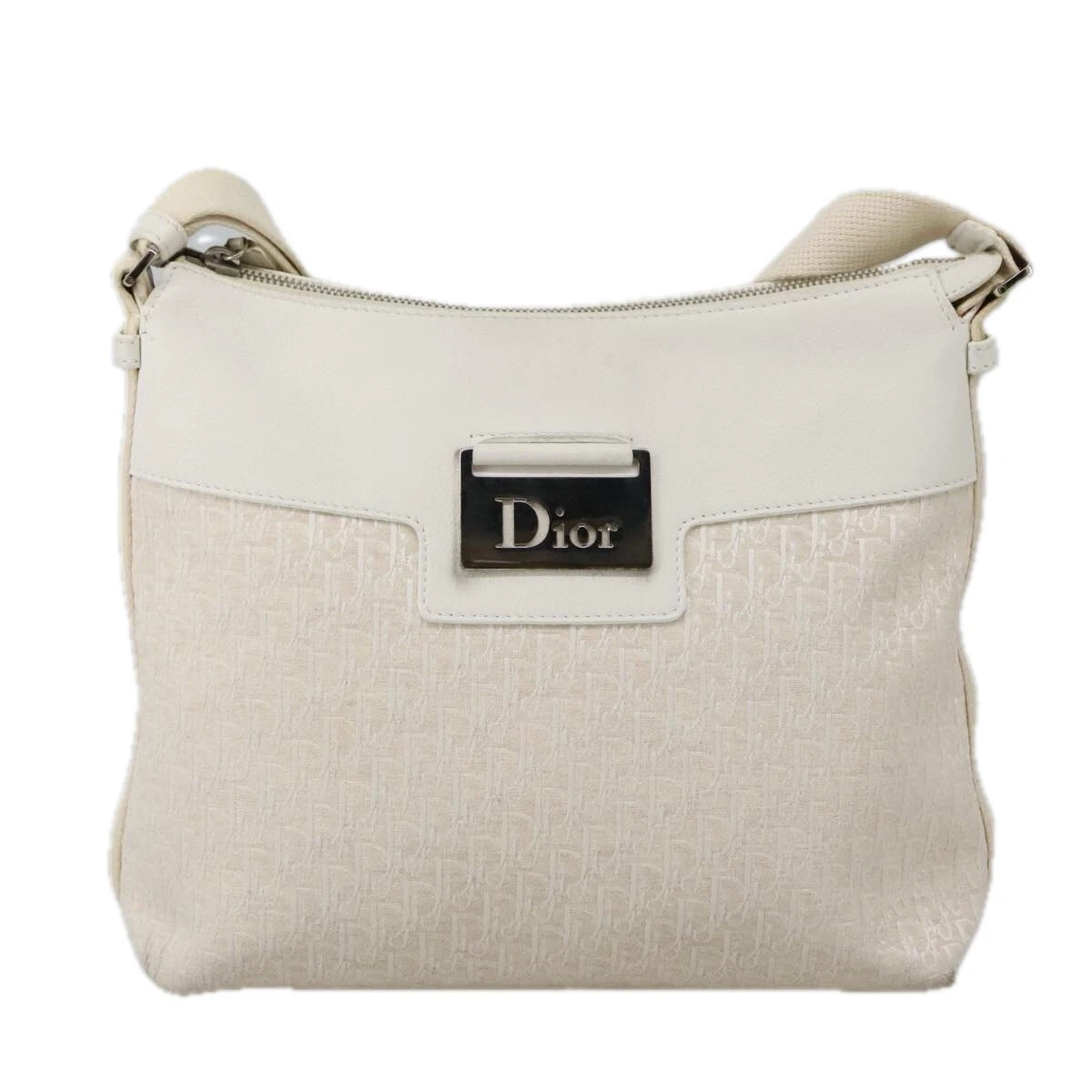 Sac à bandoulière Dior beige en toile authentique