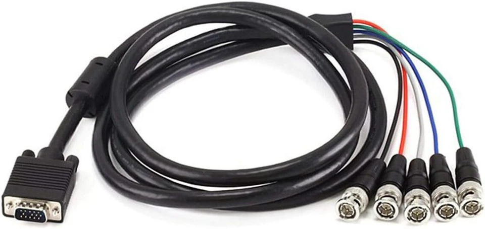 MONITOR KABEL VGA SVGA HD 15-PIN auf 5x BNC RGBHV ca. 1,8 m - Bild 1 von 3