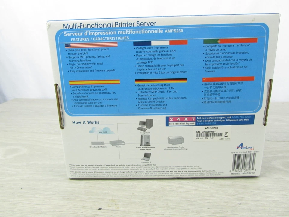 AirLink 101 AMPS230W Wireless Multi-functional Print Server New Open box Tested - Image 2 of 4