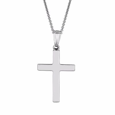 Sterling Silver Classic Shiny Cross Pendant Necklace In Different Size Chain