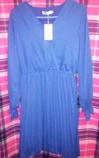 BBX Lephsnt Midi Dress Women's Small Blue Long Sleeve Flowy Swing Boutique Style