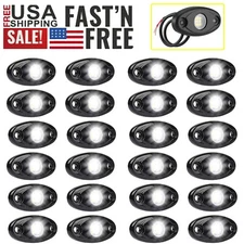 White Rock Lights 24PCS High Power Pure White Underbody Glow Lamp Pods SUV Truck