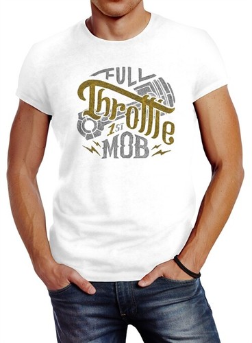 Herren T-Shirt Biker Motorrad Full Throttle Vollgas Slim Fit Neverless® - Bild 4 von 4