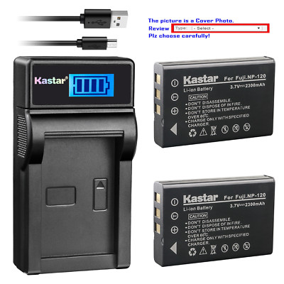 Kastar Battery LCD Charger for NP-120 NP-120B & Ordro HDR-AC5 HDR-AZ50 ZOOM Q8