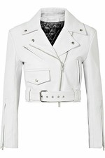 Women's Leather Jacket, Handmade Cowhide Leather Jacket, White Biker Jacket,