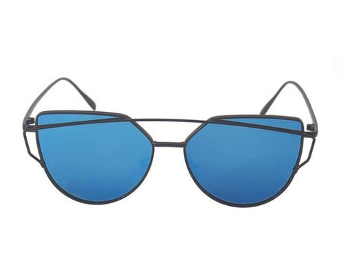 Large Oversized Cat Eye Sunglasses Metal Frame Flat Mirror Lens Women Fashion - 第 5/7 張圖片
