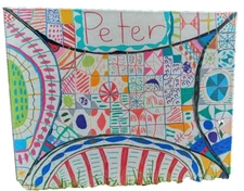 Original Abstract Art Deco 16 by 20 inch Canvas Acrylic Marker Painting signed