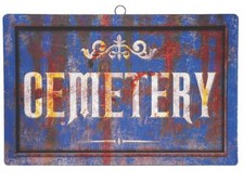 Cemetery Sign Halloween Prop Yard Decor Spooky Graveyard Outdoor Decoration New