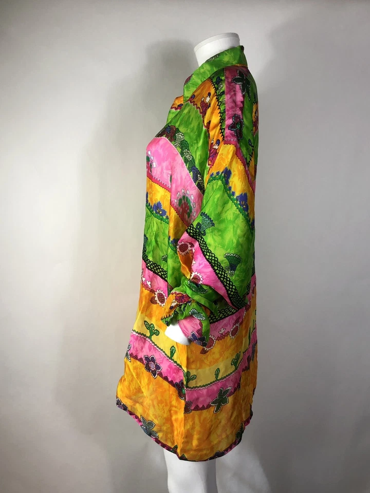 Vtg Gianni Versace Multicolor Silk Shirt L - Image 3 of 4