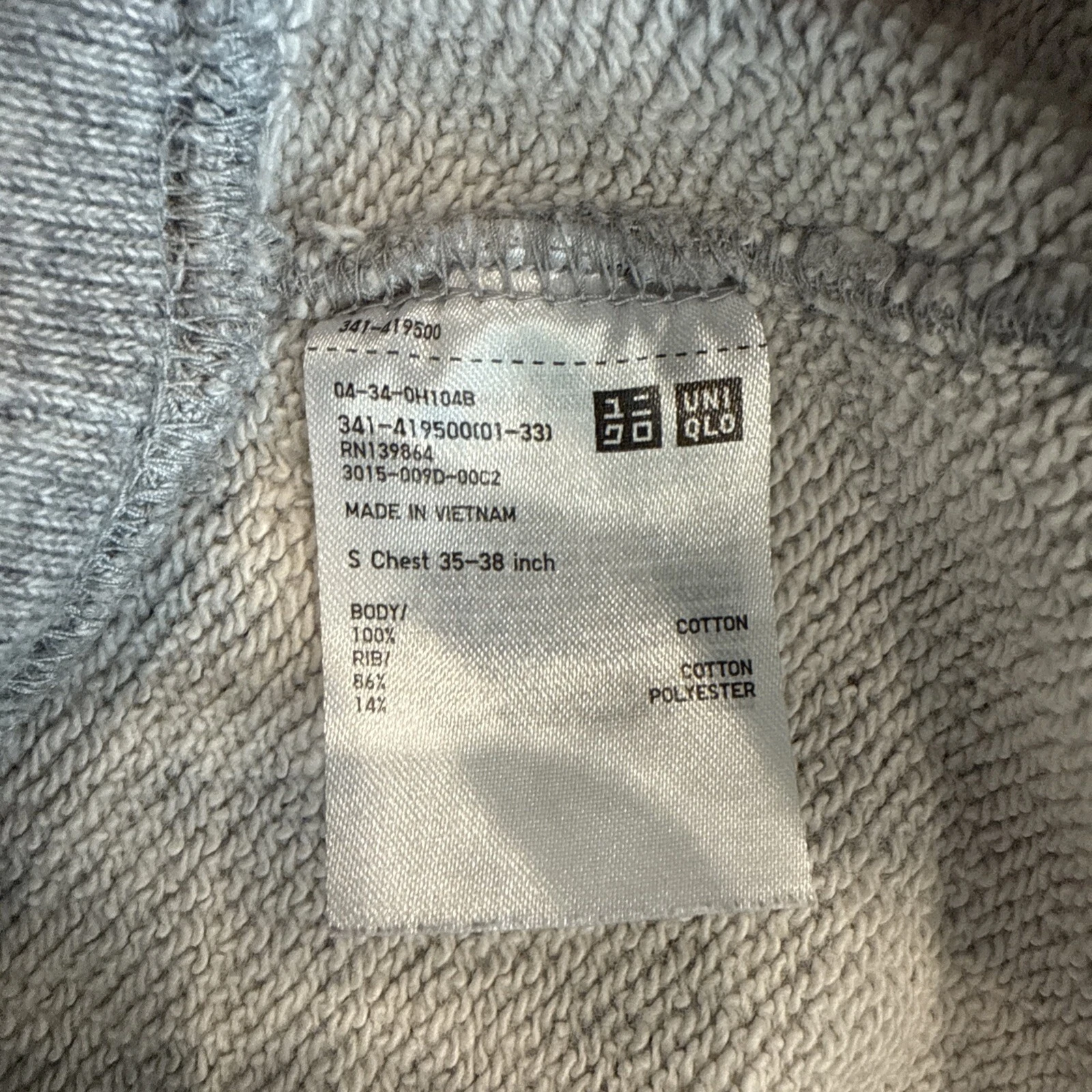 VETEMENTS Felpa grigia in spugna UNIQLO taglia S