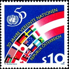 Austria 1995 United Nations UN 50th Anniv Flags Peace Emblem 1v MNH