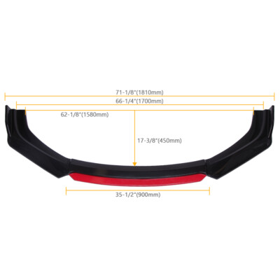 Gloss Black & Red Front Bumper Lip Splitters Spoiler For VW
