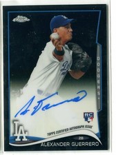 2014 Topps Chrome Alex Alexander Guerrero BLACK REFRACTOR AUTO RC 14/100 DODGERS