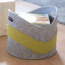 Großer Zeitungskorb Kaminkorb Ofenkorb Holzkorb Design Filzkorb Larry grau-grün