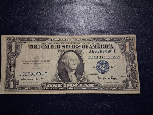1935E RARE ERROR DOLLAR BILL SILVER CERTIFICATE BLUE SEAL CRISP CONDITION - Picture 2 of 7