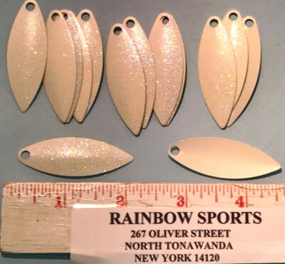 15 WORM SPINNER BAIT BLADE WILLOW LEAF #4 PAINTED GLOW GLITTER Face WALLEYE