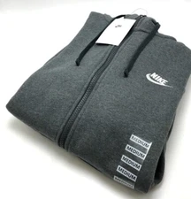 *NEW* Men NIKE CLUB FLEECE FULL-ZIP HOODIE CHARCOAL HEATHER (BV2645 071)