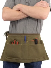 Rothco Olive Canvas Waist Work Apron Woodwork Tool Waist Apron With Six Pouches