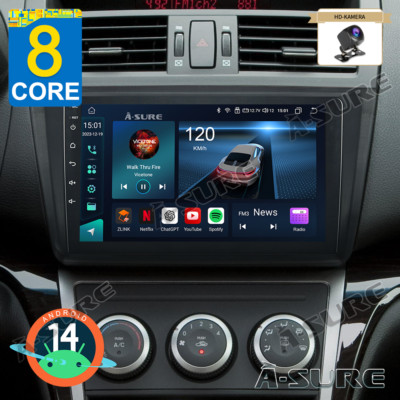8-Kern 4+64G Android 14 CarPlay Autoradio GPS Navi +Kam Für Mazda 6 GH 2007-2013