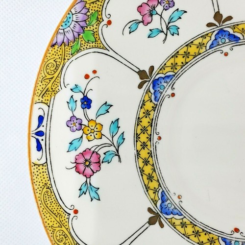 Minton Untertassen Set/10 B993 Solway 20er Jahre gelb floral erhaben Made England - Bild 9 von 9