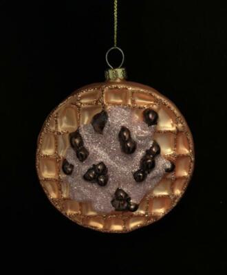 BLOWN GLASS BLUEBERRY BELGIAN WAFFLE ORNAMENT~FOOD~BREAKFAST~RESTAURANT~NWT