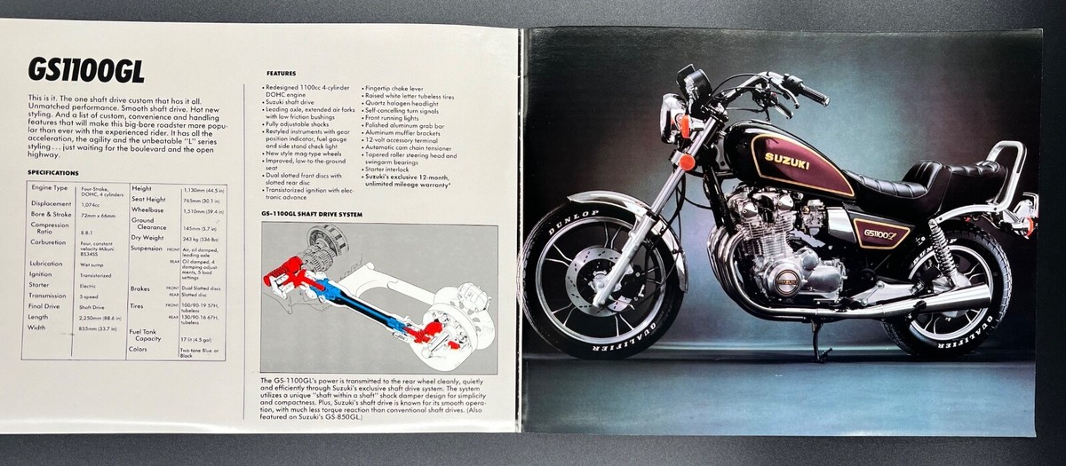 1982 Suzuki GS650GL GS850GL GS1150GL 8-page brochure-Vintage P/N