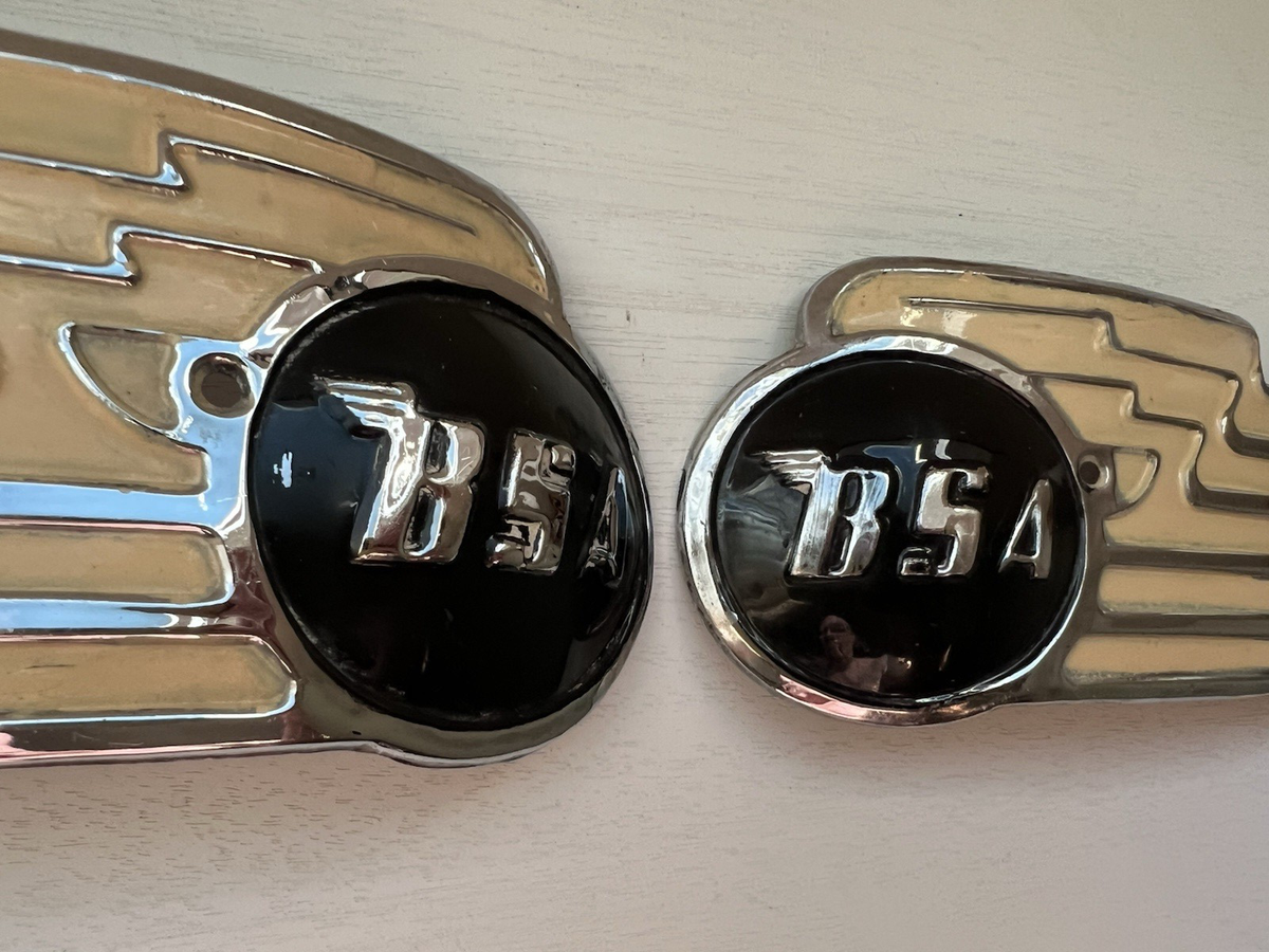 VINTAGE BSA MOTORCYCLE GAS TANK BADGES BOTH SIDES USED OEM | eBay