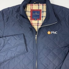 Brooks Brothers Men's Quilted Jacket Navy Blue PNC Logo Full Zip Size Large