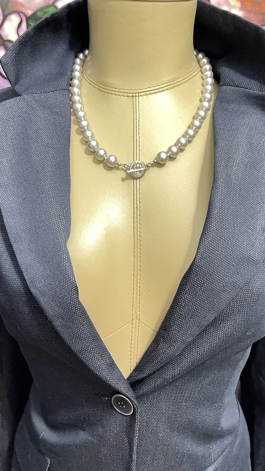 CAROLEE Gris Claro Perlas de Vidrio Plateado Cierre de Palanca 19.5" Foto 3 de 3