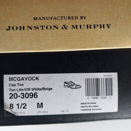 Scarpe eleganti Johnston & Murphy McGavock punta a cappuccio in pelle beige marrone chiaro 8 1/2 - Foto 9 di 9