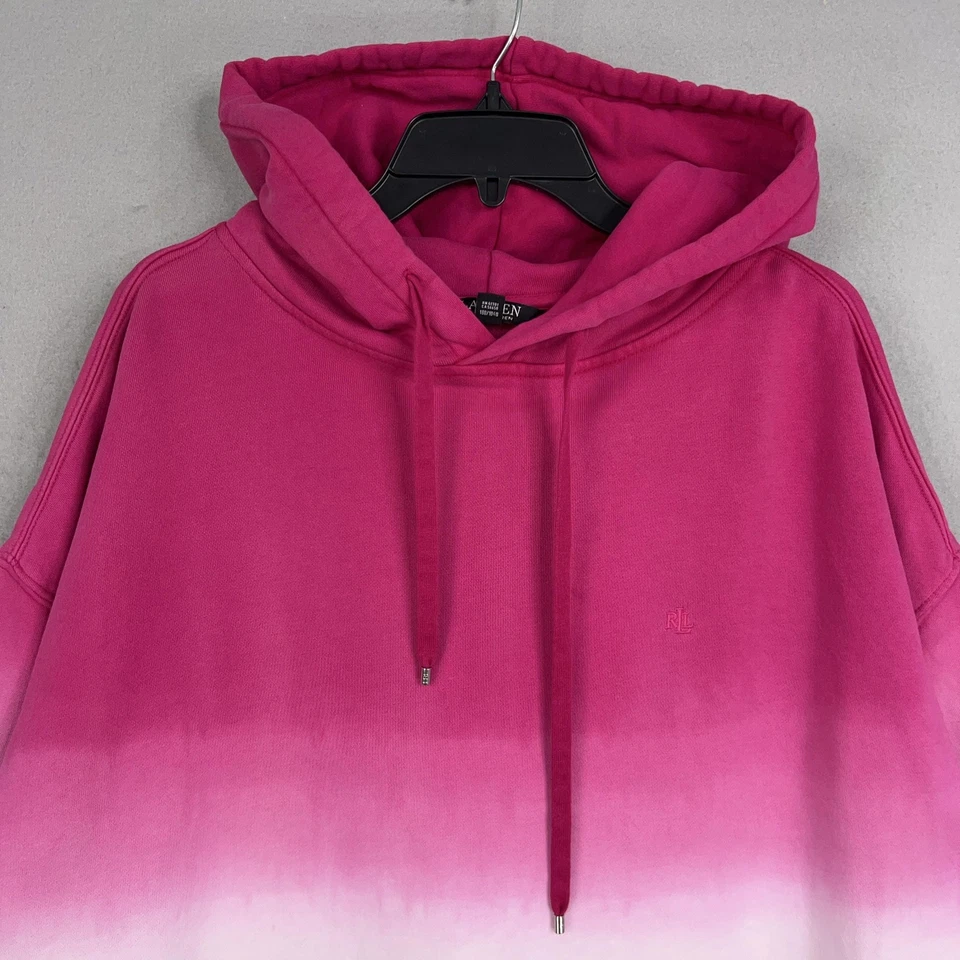 Pulôver Lauren Ralph Lauren com capuz feminino 2X rosa roxo ombre LRL etiqueta preta - Imagem 2 de 4
