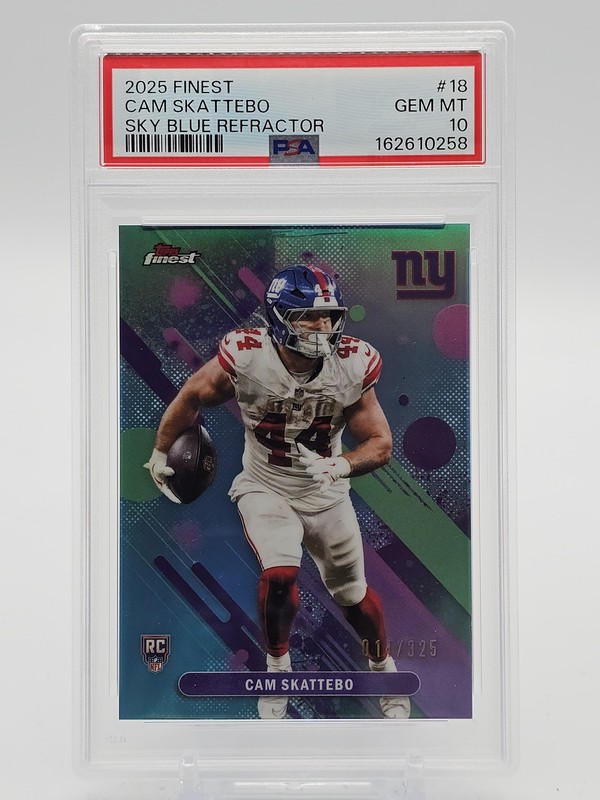 CAM SKATTEBO 2025 TOPPS FINEST SKY BLUE REFRACTOR ROOKIE /325 #18 PSA 10 Q5442