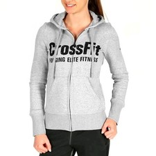 Reebok CrossFit Womens Sweat Jacket Track Jacket Hooded Pullover Hoodie Gray