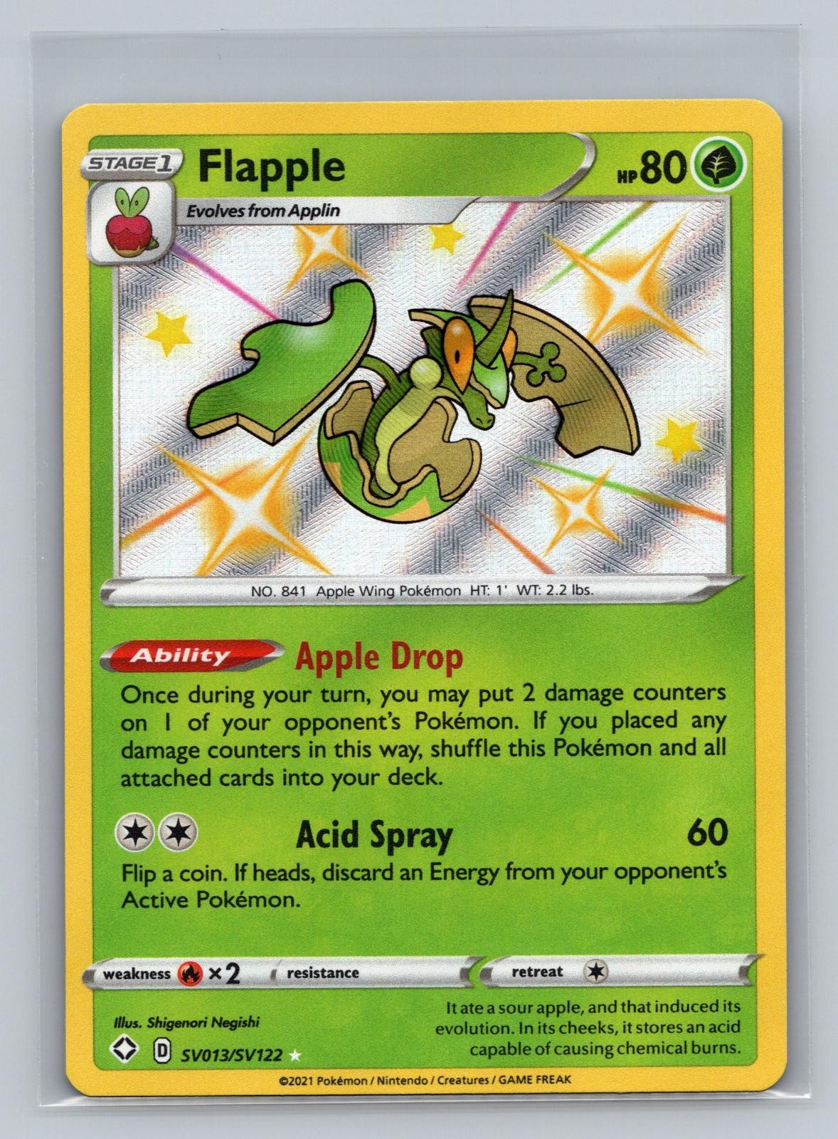 Flapple SV013/SV122 Shiny Rare Shining Fates Shiny Vault Pokemon NM