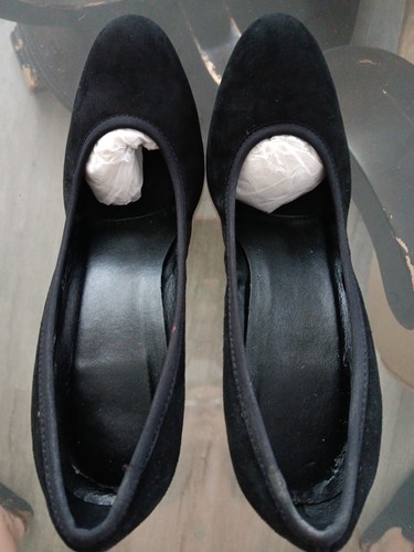 Black suede wedge heeled women shoes, US 7.5 Narrow - Picture 4 of 6