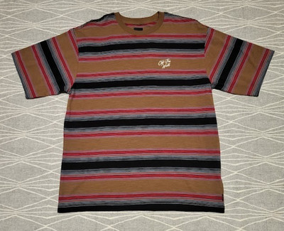 Vans Mirada Stripe Knit Shirt Sepia Black Mens Size Medium Classic Fit