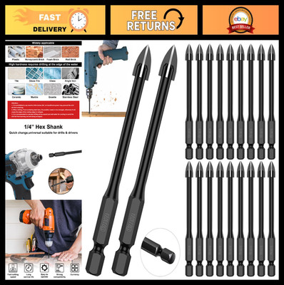 20 PCS 1/4'' Tile & Masonry Drill Bit Set - Concrete, Glass, Ceramic, Wood, Hex S