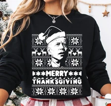 Joe Biden Ugly Christmas Sweater Merry Thanksgiving Funny Trump Sweater Gift