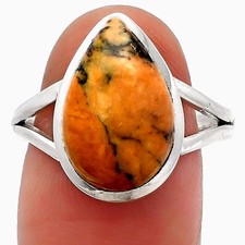 Natural Honey Dendritic Opal 925 Sterling Silver Ring s.9.5 Jewelry R-1005