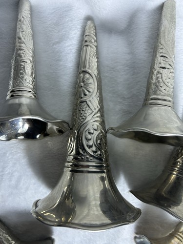 Tussie Mussie Silver Plated Vintage Posy Bouquet Holder Lot Of 6 Weddings Brides
