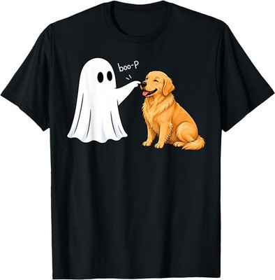 Golden Retriever Boo P Ghost Nose Boop Halloween Dog Lover T-Shirt