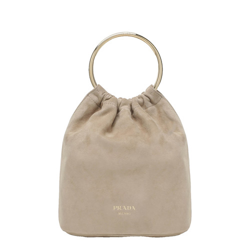 PRADA Desert Beige Suede Mini Bucket Bag New & Authentic