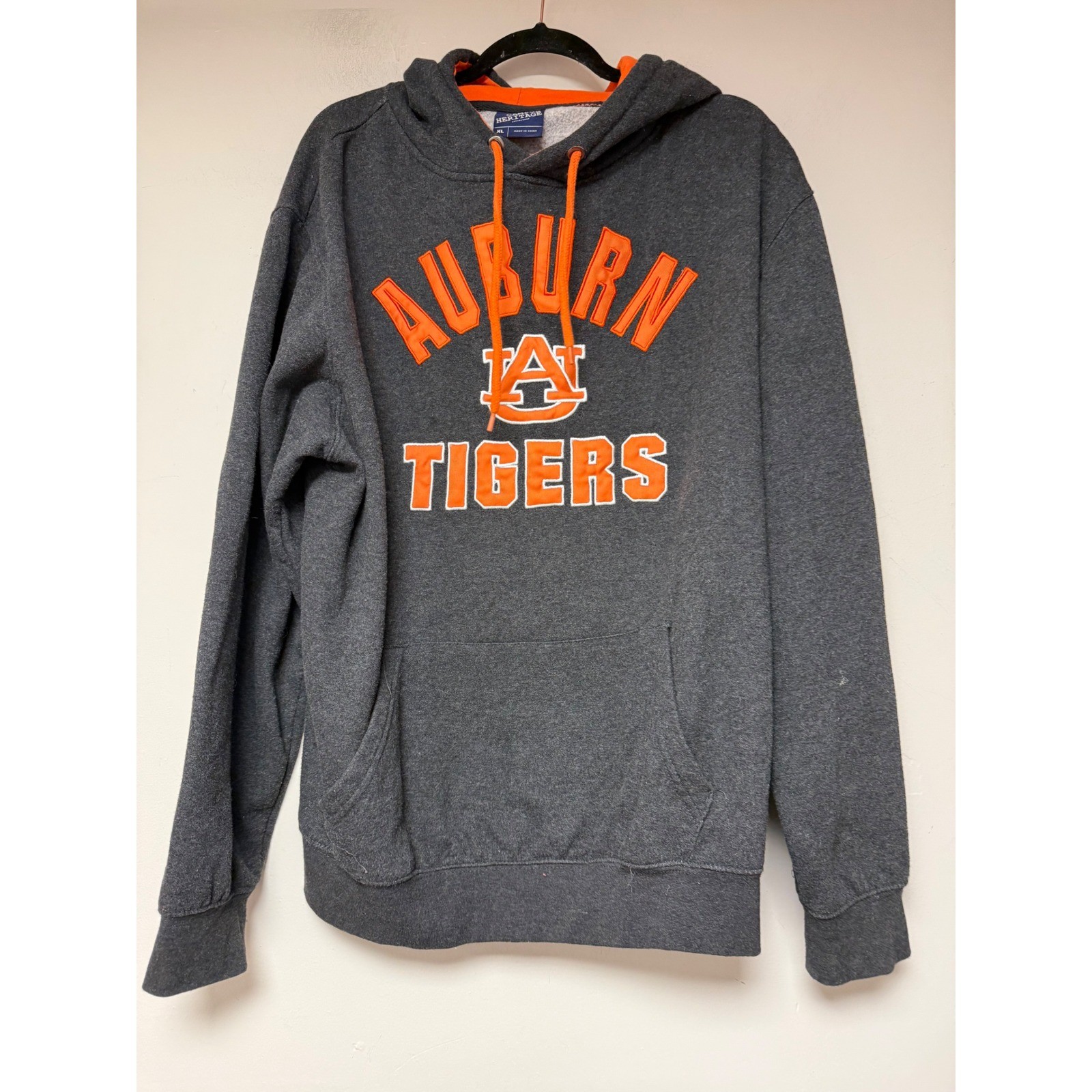 Auburn Tigers Hoodie Sweatshirt Pullover Gray Orange XL Campus Heritage