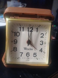 Vintage Westlox Traveling Alarm Clock Tan Travel Case | FREE S & H